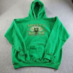 Neely Irish Pub Hoodie Mens Large Green Gildan May Your Cup Ne'er Run Dry Pullov
